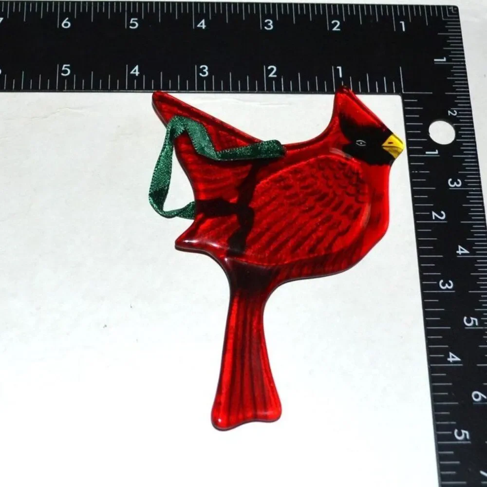 Set Of 3 Red Cardinals Christmas Tree Ornaments In Box Unbranded